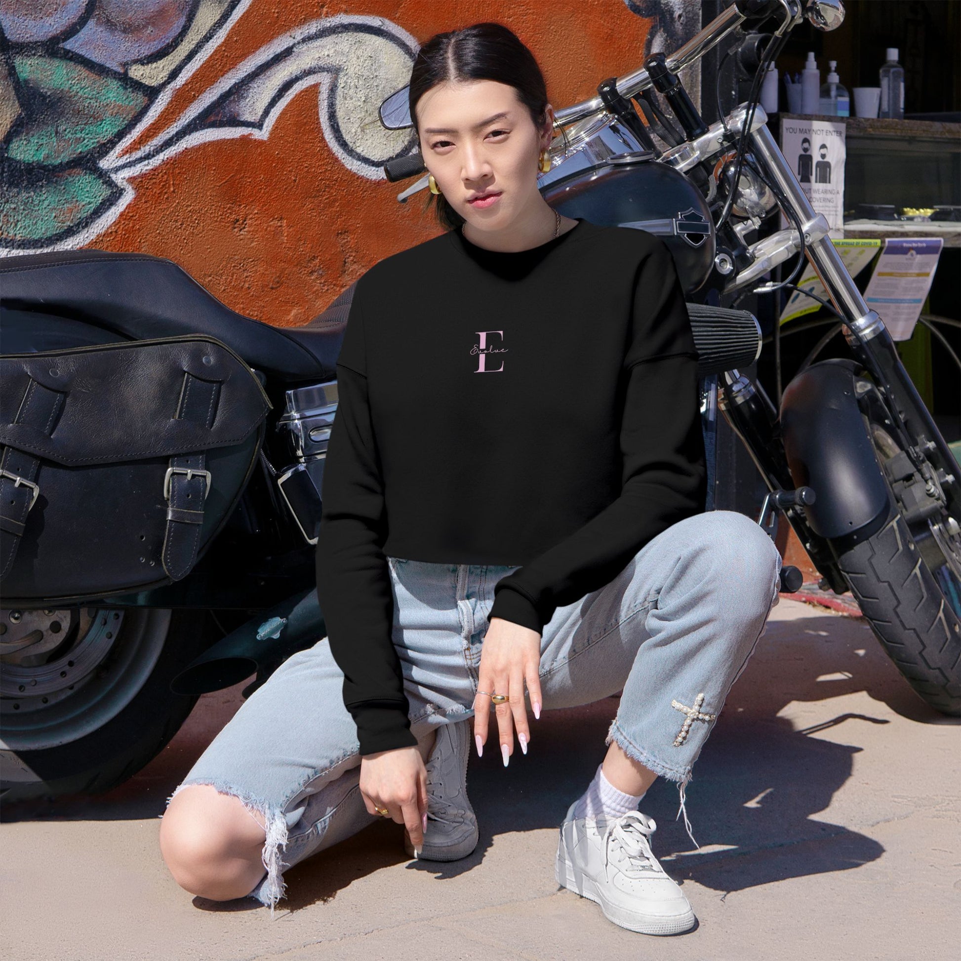 Chic Women's Cropped Sweatshirt, Stylish Casual Wear, Gift for Her, Trendy Fashion Top, Comfortable Lounge Sweatshirt, Street Style